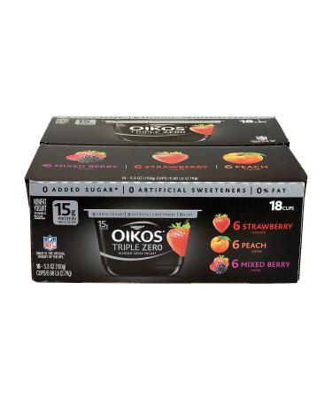 Dannon Oikos Triple Zero Greek Nonfat Yogurt Variety Pack - 18 ct. (5.3 oz) - Shop Online Now! - Buy Online on GoSupps.com