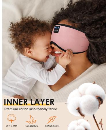 LC-dolida Bluetooth Sleep Mask with Headphones - 10-14 Hour Playtime, 100% Blackout Cotton Eye Covers for Sleeping - Zero Pressure Eye Mask, Baby Pink - Buy Online on GoSupps.com