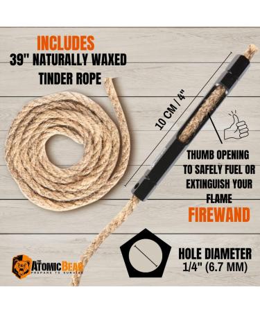 Fire Starter Survival Tool - Parrafin Wax Infused Hemp Rope - Bushcraft Essential for Flint and Steel - 39 Long Wick Tinder Cord - Buy Online on GoSupps.com