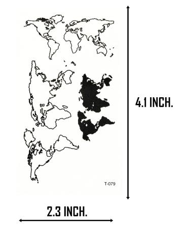 ONCEX Mini 3 Sheets World Map Cartoon Temporary Tattoos - Fun Fake Travel Designs for Kids, Teens, Men, and Women - Buy Online on GoSupps.com
