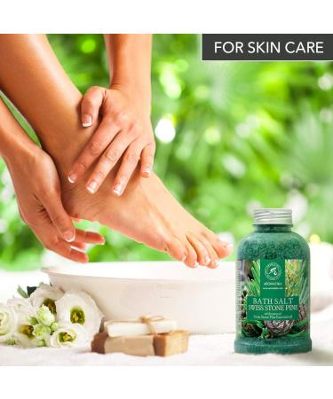 Pine Bath Salt with Natural Swiss Stone Pine Essential Oil - 21.16 Oz - Coniferous Salts for Relaxing Bath, Good Sleep, and Beauty - Aromatherapy Sea Salts for Body Care - Buy Online on GoSupps.com