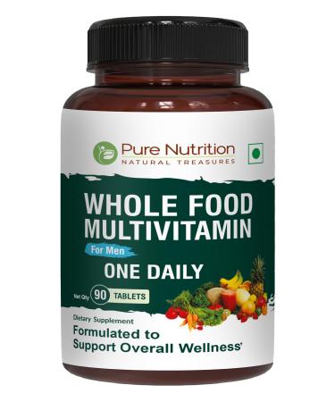 Pure Nutrition Whole Food Multivitamins for Men | 90 Tabs | One-A-Day | 100% RDA | 24 Natural Vitamins and Minerals | All Natural Plant Based Men's Multivitamin | 3 Months Supply 90 Count (Pack of 1)