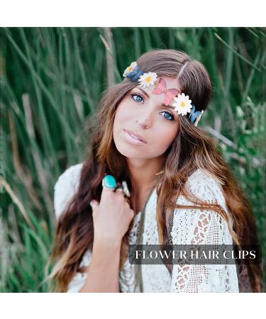 AWAYTR Sunflower Headband Hippie Flower Crown for Women - Set of 8 | Adjustable Daisy Hair Wreath for Girls - Mixed Color Sunflower Hair Accessories - Buy Online on GoSupps.com