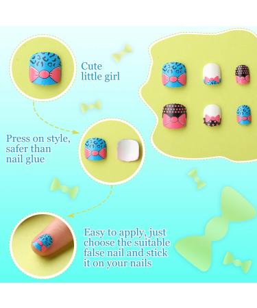 168 Pieces Girls Press on Nails Set | Short False Fingernails for Kids | Cute Little Girl Design | Manicure Decoration Kit with 7 Boxes - Buy Online on GoSupps.com