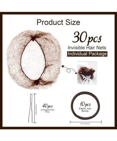 80pcs Brown Invisible Hair Bun Net Set - Teenitor Elastic Edge Mesh Hair Nets with U Shape Bun Pins and Hair Bands for Girls and Women - Buy Online on GoSupps.com