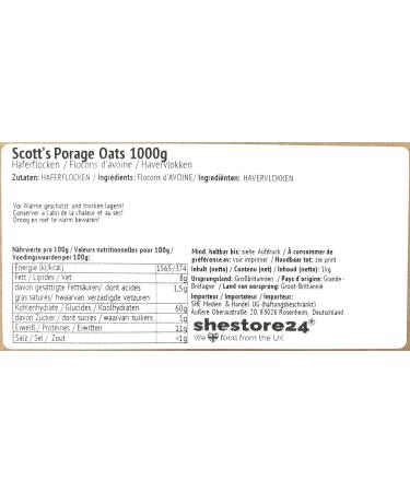 Porage Oats Oat flakes for oatmeal porridge for porridge 1000 g imported by Shestore24 - Buy Online on GoSupps.com