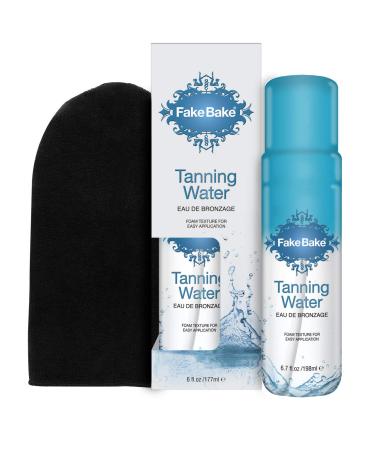 Fake Bake Tanning Water Self Tanner Instant Glow with Hydrating Passion Flower Rejuvenation - Natural Looking Sunless Bronzing for Women & Men - Professional Mitt For Easy Application - 6.7 oz