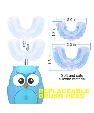 FLINEVE Kids U-Shaped Electric Toothbrush - 3 Cleaning Modes, Whitening Massage, Cartoon Design, Blue, Ages 7-15 - Buy Online on GoSupps.com