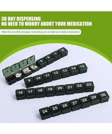 30 Day Large Pill Organizer - Moisture-Resistant Travel-Friendly Squeeze Open Design for Vitamins & Medicine (Dark Green - Buy Online on GoSupps.com