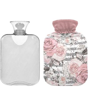 Premium 1L Heat Bottle Durable Warm-Up Bag for Pain Relief & Heating Therapy | Grunge Striped Pink Floral Design - Buy Online on GoSupps.com