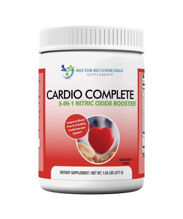 Cardio Complete - Heart Health Support Powder Supplement - 3-in-1 Nitric Oxide Booster with 5,000 L-Arginine, 1,000mg L-Citrulline, and Hawthorn Berry 1.05 Pound (Pack of 1)