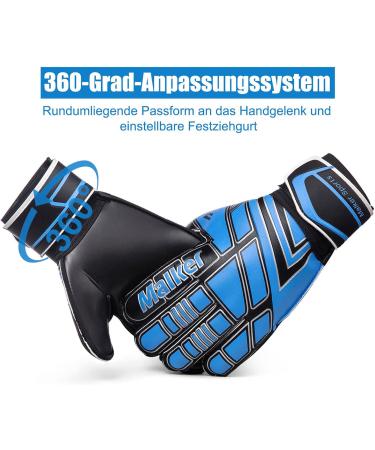 Malker Goalkeeper Gloves - Youth & Adult Football Gloves with Finger Protection Slipproof Grip Injury Prevention - Blue/Black Size 7 - Buy Online on GoSupps.com