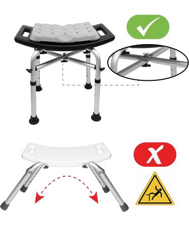 KMINA - Shower Stool for Inside Shower with Double Reinforced Crossbar and Cushion  Heavy Duty Bath Chair 330Ib  Shower Seats for Elderly  Cushioned Bath Chair for Seniors  Free Assembly - Buy Online on GoSupps.com