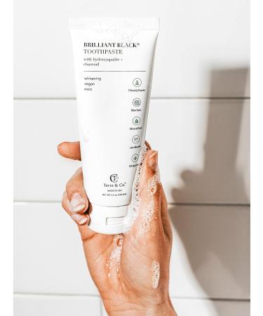 Terra & Co. Brilliant Black Teeth Whitening Kit | Vegan & Cruelty-Free Dental Care with Oil Pulling, Bamboo Charcoal Floss & Toothpaste - Buy Online on GoSupps.com