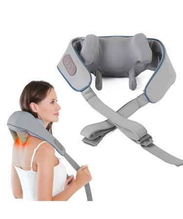 Neck massage device with warmth wireless neck massage device for pain relief electric shiatsu shoulder massage device with adjustable straps for upper lower back waist muscle