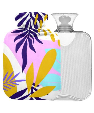 NAANLE hot hot water bottle with cover abstract hawaii flower transparent hot water bottle heat bottle for back pain relief handfoot warmer neck warmth and cold therapy 2l