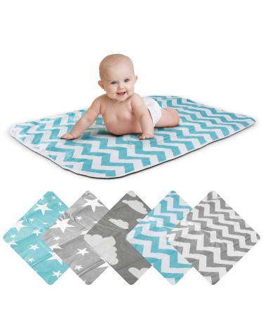 Breathable Washable Baby Diaper Wrap Pad - Zigzag Blue 50x70 cm | Reusable Infant & Toddler Ceiling Pad - Buy Online on GoSupps.com