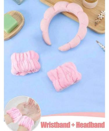 HealthyMoov Set of 3 Pink Beauty Set with Soft Headband Hair Band Makeup and Face Wash Bracelets - Buy Online on GoSupps.com
