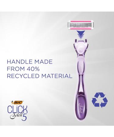 Bic Click 5 Soleil Women's Razor Bundle - 40% Recycled Plastic Handle - 10 x 3-Blade Refills - Purple Handle + 10 Refills - Buy Online on GoSupps.com
