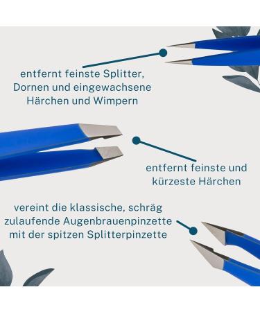 REMOS 3-Piece Tweezers Set - Eyebrow Splinter & Combination Tweezers in Dark Blue - Perfect for Precision Grooming - Buy Online on GoSupps.com