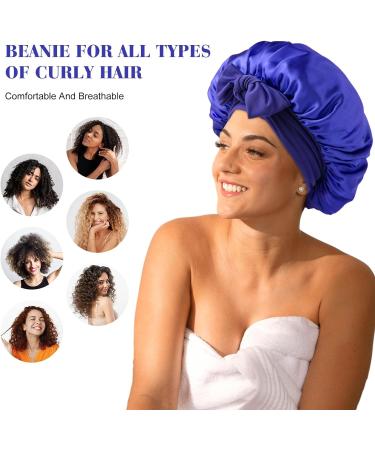 Abiello Silk Sleep Bonnet for Women | Adjustable Satin Night Cap | Soft Elastic Band | Navy Blue - Buy Online on GoSupps.com
