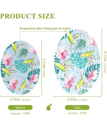 3-Pack Cleaning Kitchen Sponges Oval Tropical Flowers and Leaves Kitchen Cellulose Dishwashing Wood Pulp Cotton - Buy Online on GoSupps.com
