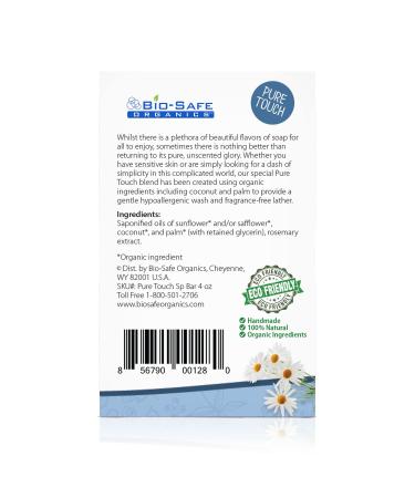 Organic Handmade Shampoo Bar for Sensitive Skin | Pure Touch Natural Soap | Exfoliating & Moisturizing | Treats Eczema Dermatitis Acne | Unscented | GMO-Free | USA Made - Bio-Safe Organics 4 oz - Buy Online on GoSupps.com