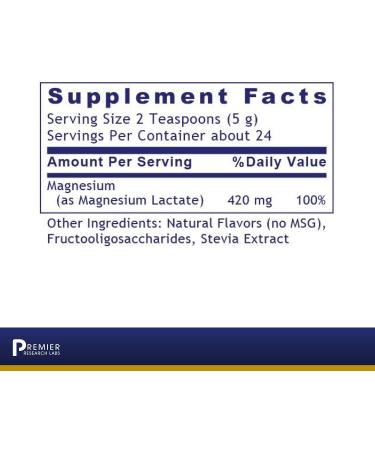 Premier Research Labs Magnesium Lactate Powder - Highly Absorbable Watermelon Flavor - Supports Heart, Bones, Teeth & pH Balance - 4 Oz - Buy Online on GoSupps.com