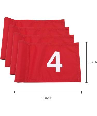 Set of 4 Red Numbered Solid Golf Flags - 8L x 6H Mini Putting Green Flags - 420D Nylon Pin Flag - Indoor/Outdoor Use - Buy Online on GoSupps.com