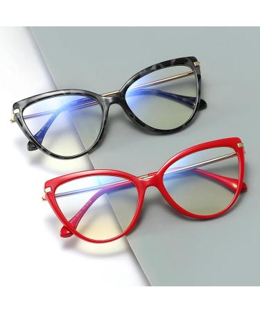 KDOQ Cat Eye Blue Light Blocking Glasses for Women | Anti Eyestrain TR90 Computer Mirror Eyewear in Red - Perfect for Screen Use - Buy Online on GoSupps.com