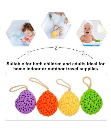 Buy 4pcs Natural Loofah Bath Balls - Honeycomb Sponge for Body Wash | Soft Infant Tub & Baby Brush - Hydrophilic Polyurethane - Gentle Skin Cleaning Tool - Buy Online on GoSupps.com