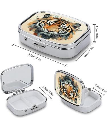 Year of The Tiger Pill Box - Decorative 2 Compartment Medicine Organizer for Pocket & Purse - Buy Online on GoSupps.com