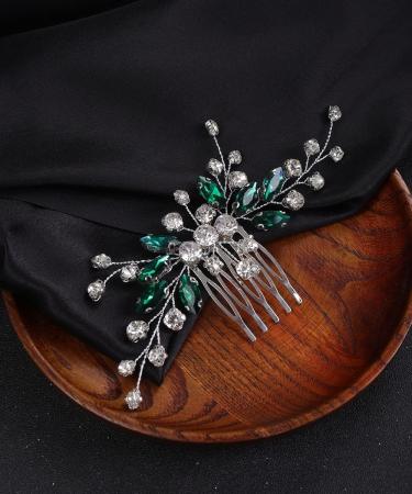 Deniferymakeup Bridal Hair Comb Emerald Headpiece Green Crystal Hair Piece Rhinestone Bridal Side Combs for Women and Girls (Style 1) - Buy Online on GoSupps.com