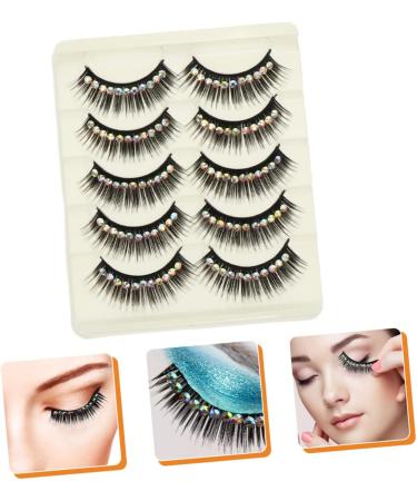Beatifufu 10 Pairs Diamond False Eyelashes Lash Extensions False Lashes Natural Look Natural Eyelash Rhinestone False Eyelashes Dramatic Glitter Cosplay Decorate Chemical Fiber Hard Stem - Buy Online on GoSupps.com