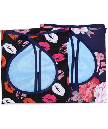 BTSKY Waterproof Reusable Adult Bibs - Set of 2, with Crumb Catcher, Ideal Mealtime Protector, Easy to Wash - Flower and Lip Design - Buy Online on GoSupps.com