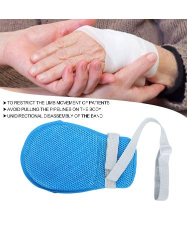 Fixed Restraint Gloves for Elderly | Anti-Scratch Non-Sterile Palm Protectors with Soft Plate Strap (Blue) - International Shipping Available - Buy Online on GoSupps.com
