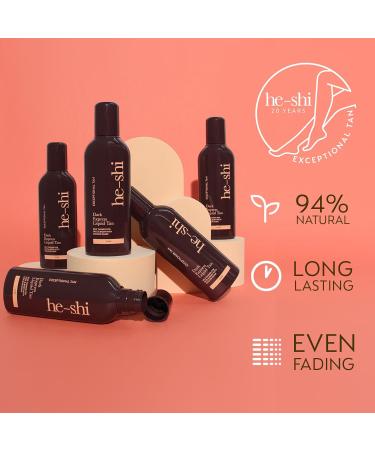 He-Shi Self Tan Express Instant Fake Tan Liquid Dark Natural Liquid Tan Lotion - Quick Dry Formula with No False Tan Smell - Vegan & Cruelty Free - Dark Bronzing Glow (150ml) - Buy Online on GoSupps.com