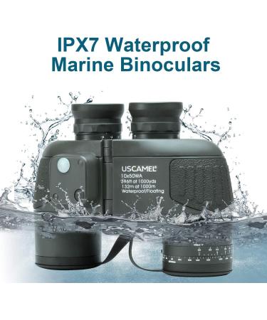USCAMEL 10X50 Marine Binoculars with Rangefinder Compass | Waterproof for Sailing, Boating, Fishing - Adults - Buy Online on GoSupps.com