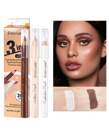 Eye Brow Pencil Set Eyeliner Pencil Long-Lasting Brow Tint Silkworm Set | Concealing Eye Makeup Accessories for Dating Outgoing Travel Vacation Shopping Hondony 3#