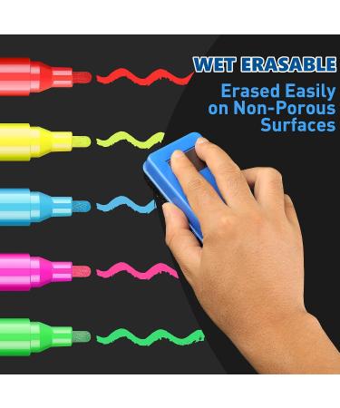 MaxGear Liquid Chalk Markers - 12 Assorted Neon Colors for Blackboard, Chalkboard, and Windows - Erasable and Washable Chalk Marker Pens - Buy Online on GoSupps.com