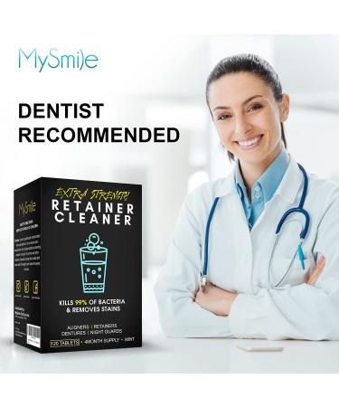 Mysmile Retainer Cleaner - 120 Tablets for Aligner, Invisalign, Mouth Guard, Night Guard - Removes Plaque, Odors, Stains - Dental Hygiene Solution (Pack of 1) - Buy Online on GoSupps.com