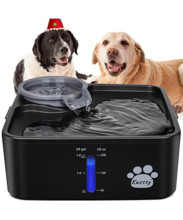 Kastty 230oz/7L Dog Water Fountain Ultra Large/Wide Pet Water Fountain BPA-Free Premium Cat Fountain with Triple Filtration& Smart Safe Pump, Great for Large Dogs Cats and Multi-Pet Home Black-grey