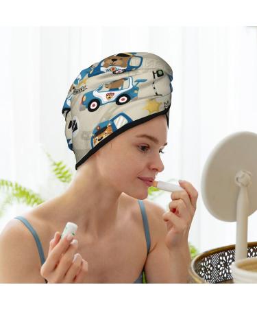 Animals Driving Police Car Microfiber Hair Towel - Soft Super Absorbent Quick Dry Wrap for Long Curly Thick Hair - Buy Online on GoSupps.com