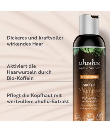 Ahuhu Thicking Caffeine Shampoo 200ml - Organic & Vegan Formula for Stronger Hair Enlivens Scalp & Activates Roots Eco-Friendly Recycled Plastic Bottle - Buy Online on GoSupps.com