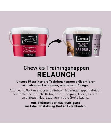 Chewies Training Haps Kangaroo - Monoprotein Snack for Dogs | Hypoallergenic Cereal & Sugar-Free Soft Treats | 300g Pack - Buy Online on GoSupps.com