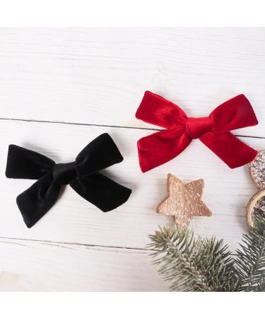 4Pcs Velvet Bow Hair Clips for Girls & Women - Christmas Hair Accessories (Red Black) - Buy Online on GoSupps.com