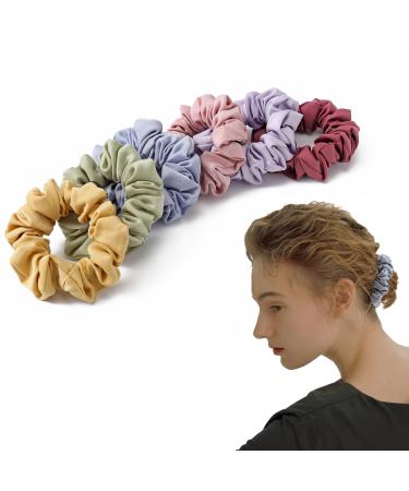 Satin Scrunchies for Women Soft Scrunchie for Thick Hair Luxury Hair Ties for Hair Sleep Cute Scrunchie Ponytail Holders Hair Bands for Girl (Yellow Green Pink Blue Light-purple Dark-Purple) 6PCS Normal Spring Color