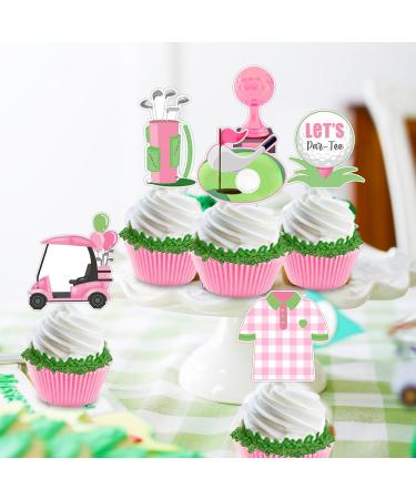 Golf Cupcake Topper for Girls Pink Golf Theme Party Decoration Golf Cart Ball Cap Club Shirt Pink Birthday Party Decoration for Sports Theme Party Baby Shower Birthday Let s Par-tee Time - Buy Online on GoSupps.com