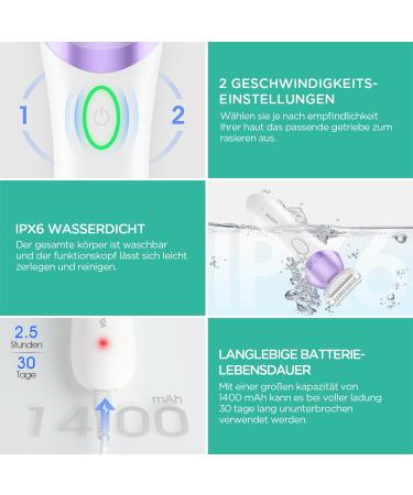 Voyor Women's Electric Razor - 4 in 1 Intimate Trimmer Face Brush & Massage for Legs & Armpits | International Shipping - Buy Online on GoSupps.com