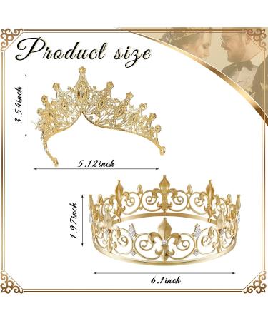 Baroque Gold Crowns Set - King & Queen Tiara Headbands for Prom Party - Buy Online on GoSupps.com